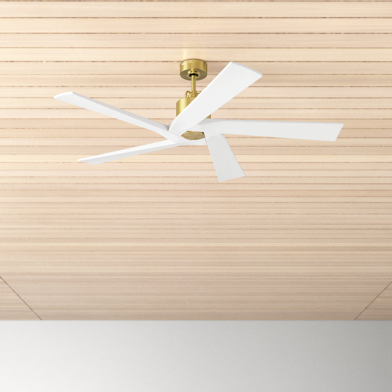 Adalai Ceiling Fan, Burnished Brass with Matte White Blades, 56 inches