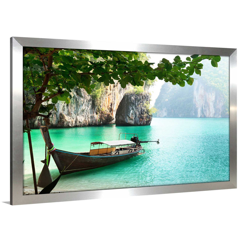 «Hidden Phi Phi Island Thailande», reproduction de photo encadrée, H 21,5 po x l 27,5 po x P 0,75 po, Encadrement argenté