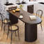Table de salle à manger noire demi-cercle en bois massif-877973254