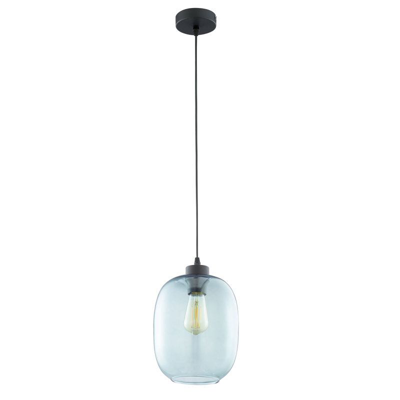 Elio 1 - Light Stainless Steel Cylinder Pendant, Blue