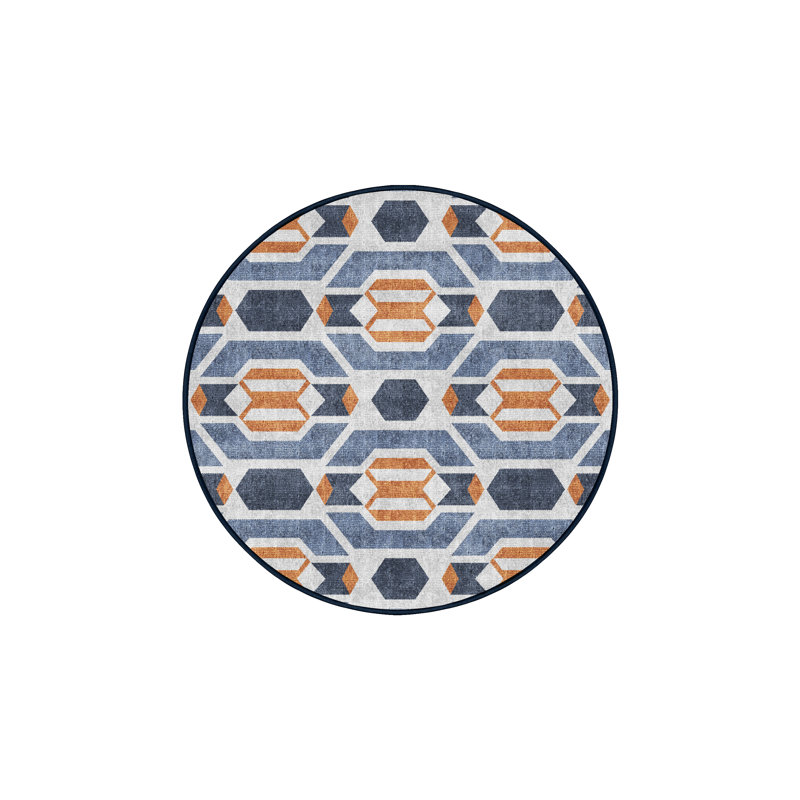 Yiting Hand Loomed Washable Geometric Indoor Rug, Round 3'