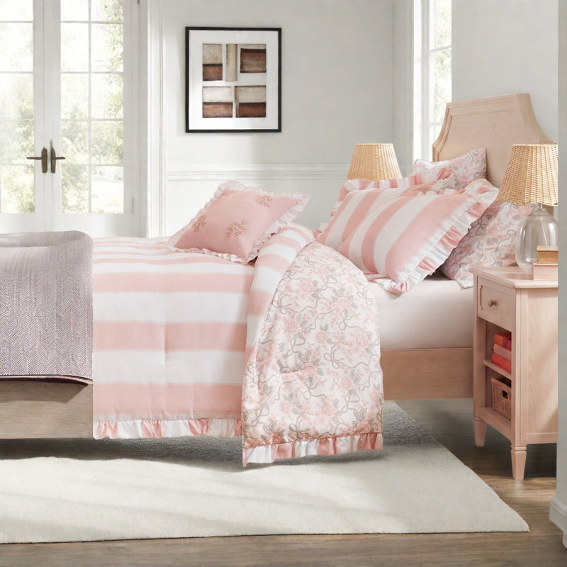 Striped and Toile Comforter Set