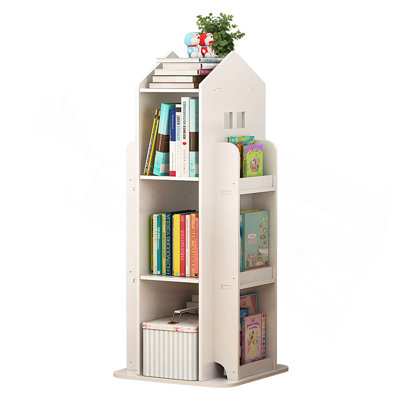 Bibliothèque rotative à 4 niveaux, bibliothèque à 360 °, bibliothèque sur pied, bibliothèque pour enfants pour chambre à coucher, salon, salle d'étude