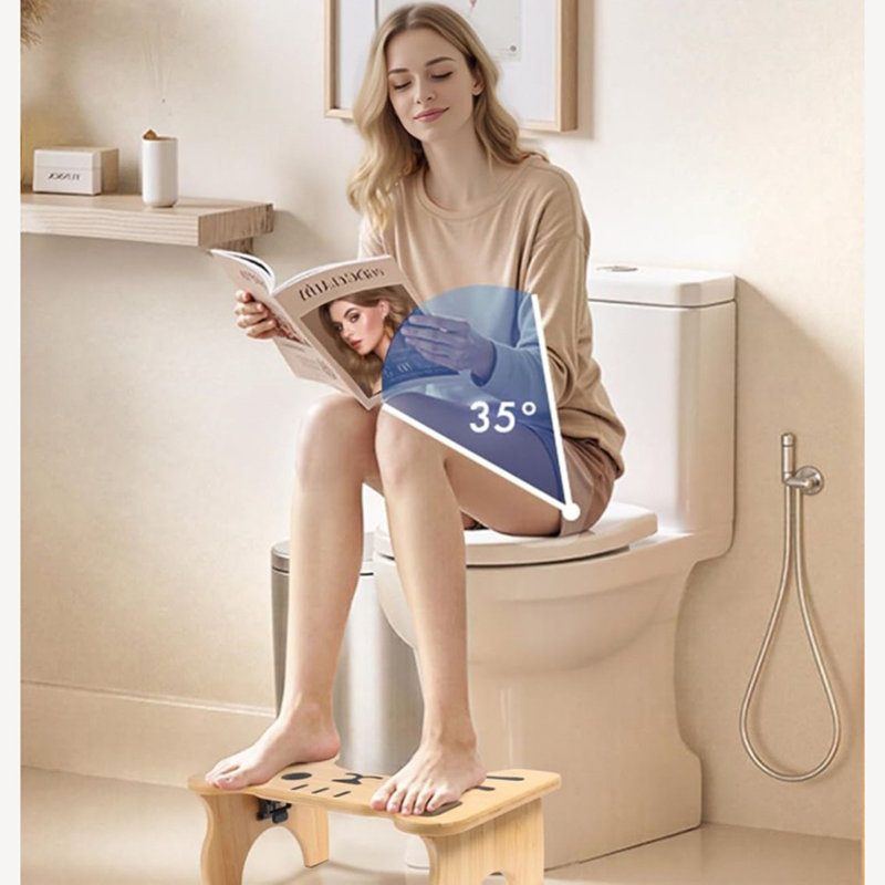 Tabouret de toilette en bambou pliable pour salle de bain, P 9,8 po x l 17 po x H 7 po
