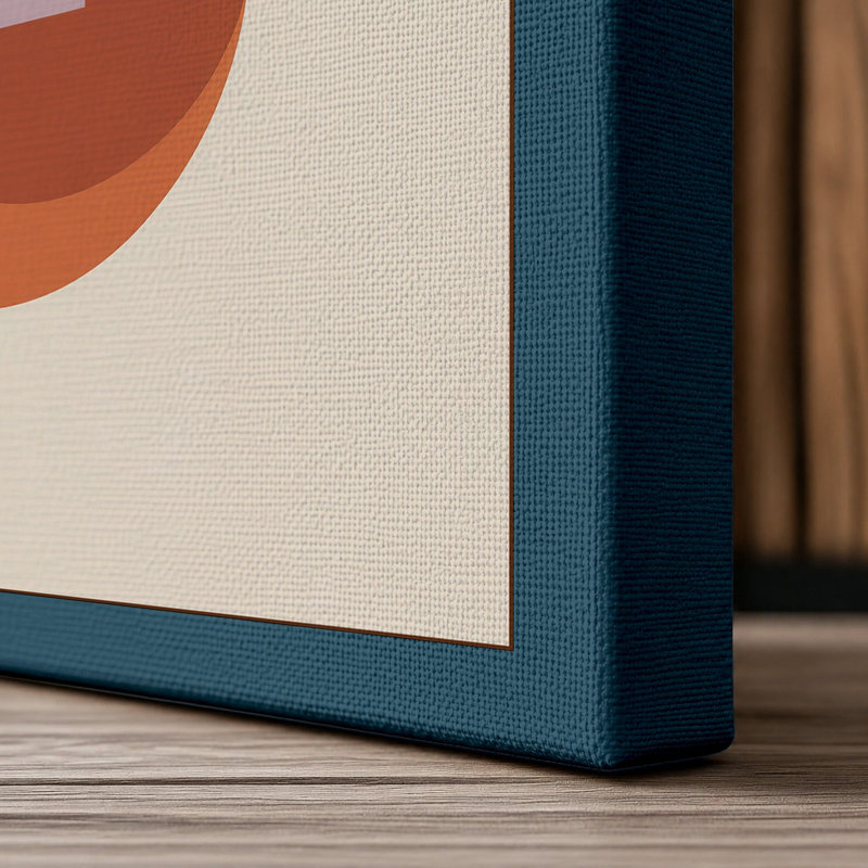 Geometric Symmetry Mid-Century 1 Piece Wrapped Canvas Wall Art, 30x20 - 76.2 x 50.8 cm, Teal Border