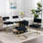 Corabella Modern Dining Chairs with Corduroy Fabric,Gold Metal Base, Accent Armless Kitchen Chairs with Channel Tufting, Side Chairs, Set of 2-698603221