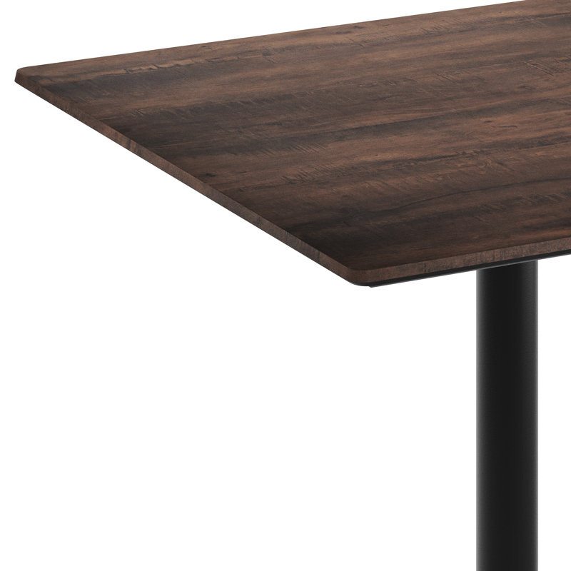Commercial Seamless Surface Tabletop with Bar Height Round Base, Brown, 42"H x 23.5"L x 23.5"W