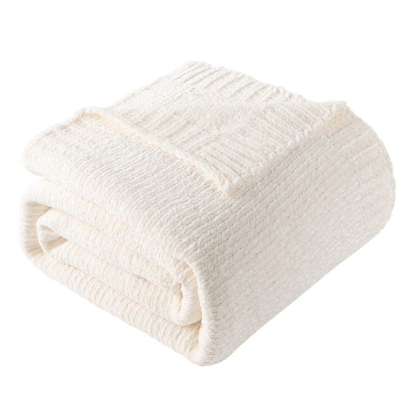 Jeté en chenille pour canapé, douillette douillette pour canapé, 51 po x 67 po, Crème, crème