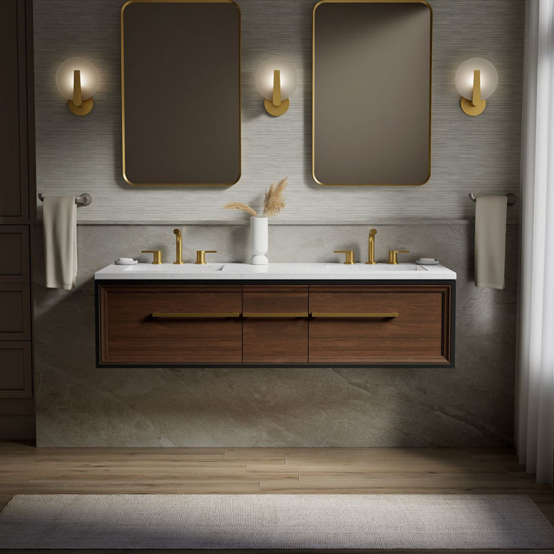 Lodern 60" Vanity With Quartz Countertop, Sink And Hardware Included, Slate Gray