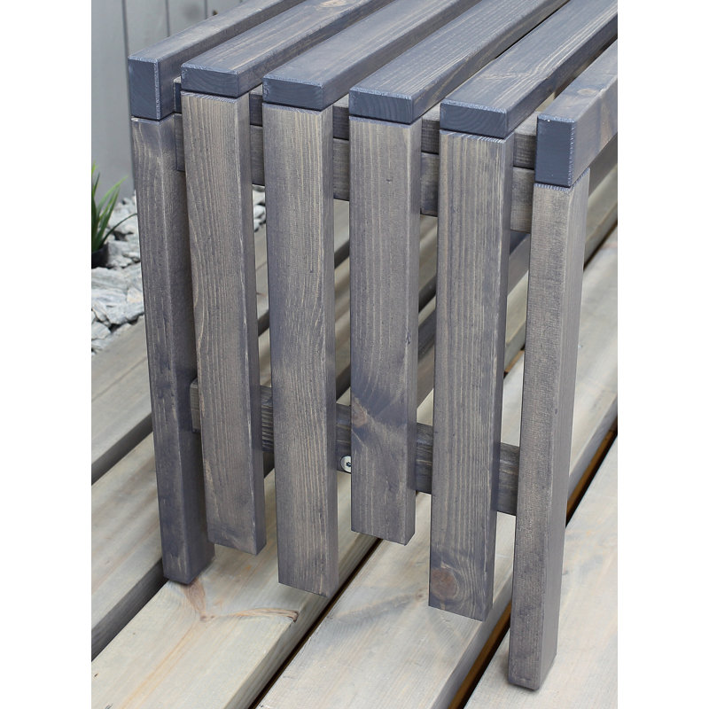 Madhav Solid Wood Pine Outdoor Bench, Grey