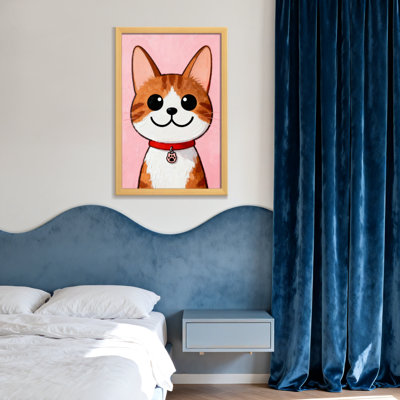 Animals Cute Cat With Red Collar And Paw Tag