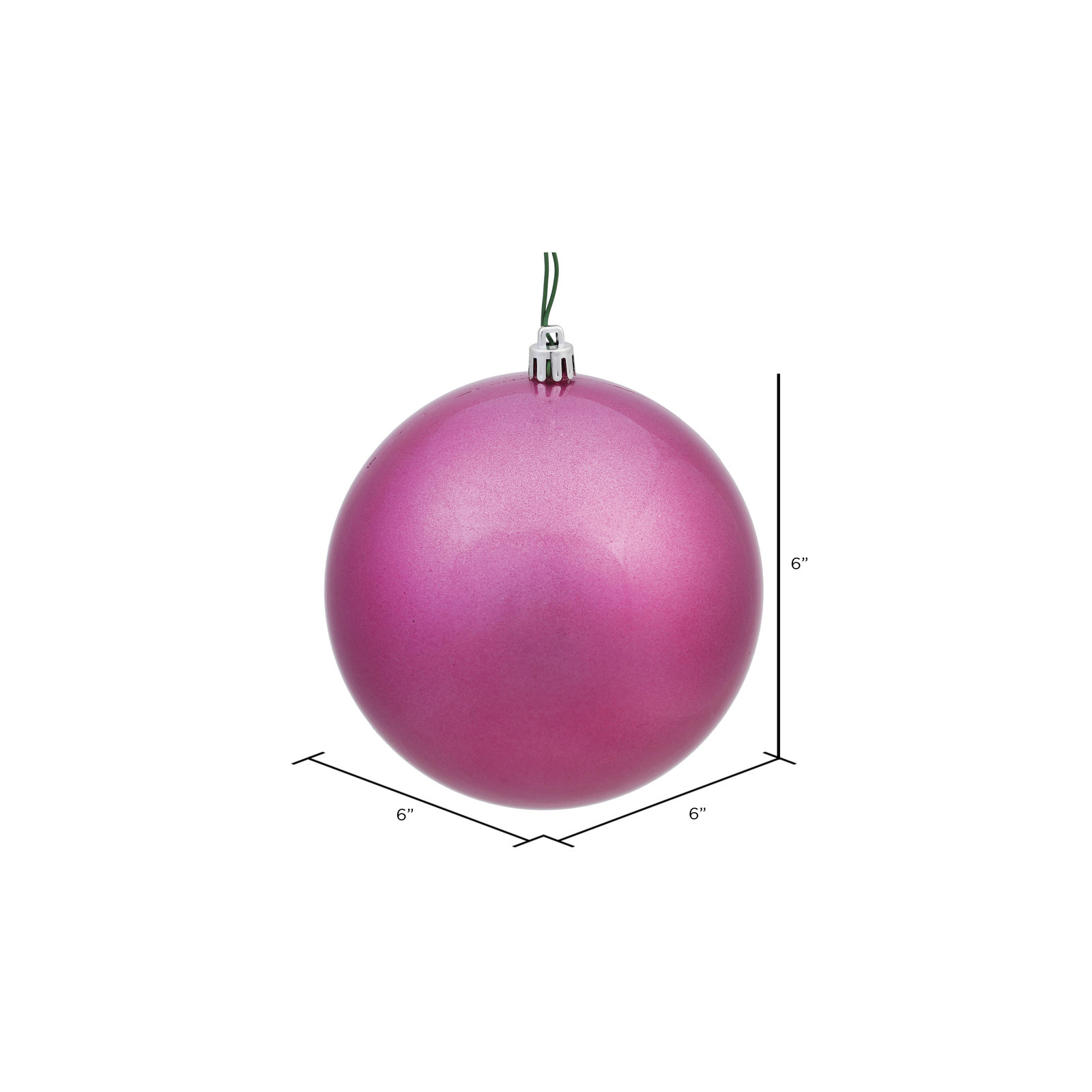 Christmas Ball Ornament, 6" H x 6" W x 6" D, Candy Mauve