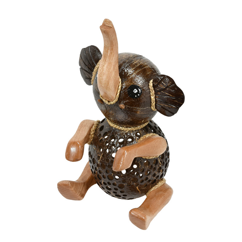 Sculpture mignonne de petit éléphant assis Jashante