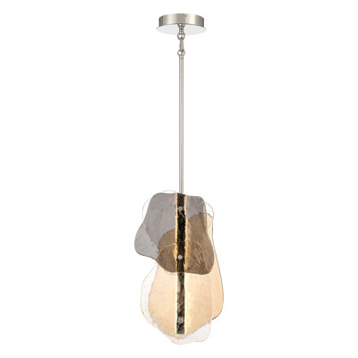 Pendant, 24", Polished Nickel, Mixed Glass