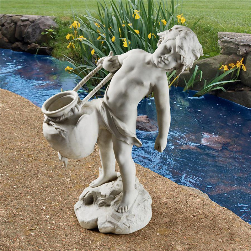Statue de jardin jeune enfant urn carrier