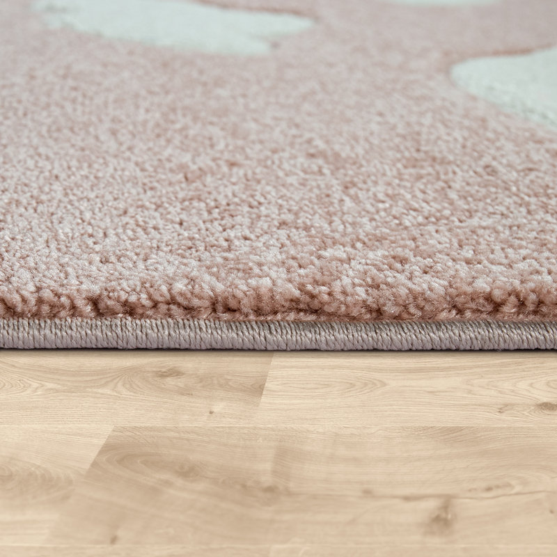 Tapis rose / blanc gagnon, Carré 4 pi 4 po