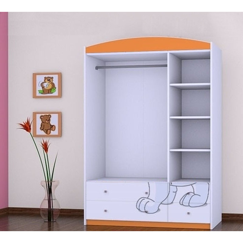 Wing 3 Door Wardrobe, Orange