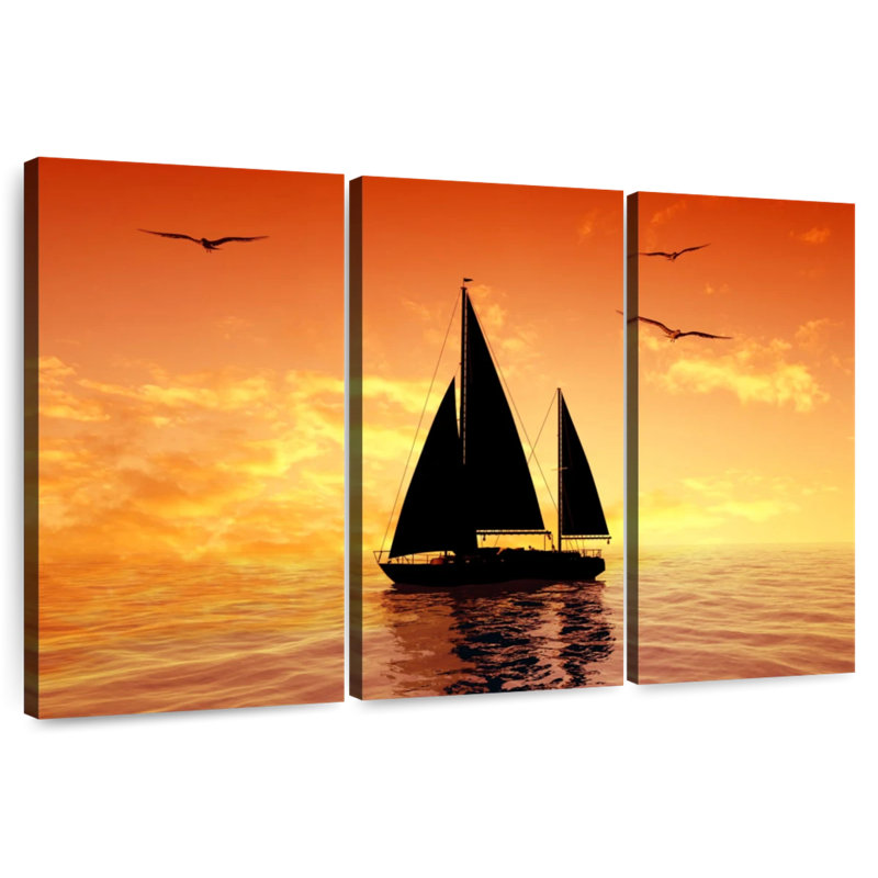 Mehar Yacht Sunset Silhouette, 48" H x 74" W