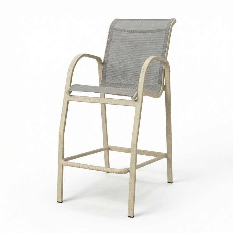 Windward Outdoor Ocean Breeze Bar Stool, Dove Gray/Sandea