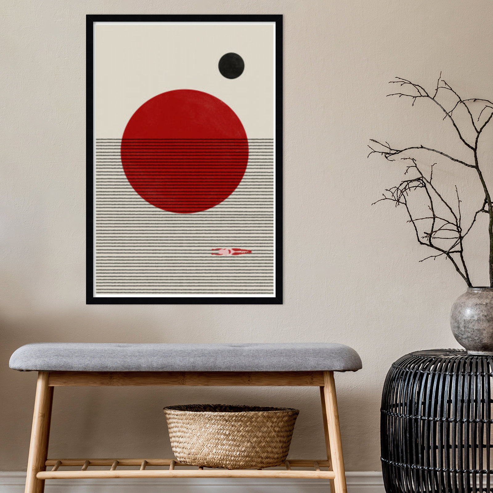 Swimming to You Print, Black, 33" H x 23" W x 1" D