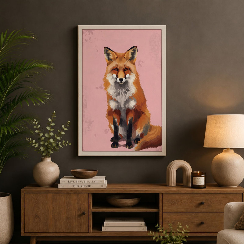 Fox Portrait Modern - Wrapped Canvas, 24x16 - 61.0 x 40.6 cm, Terracotta Border