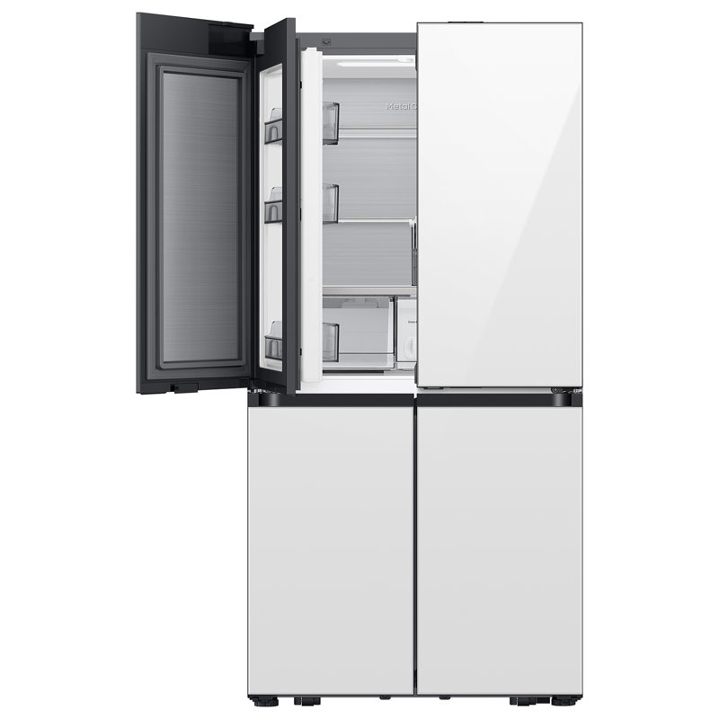 Samsung Bespoke 22 cu. ft. Counter Depth 4-Door French Door Refrigerator with Zero Clearance Fit & Food Showcase Door in White Glass