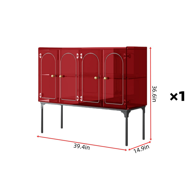 Armoire d'appoint luxueuse de style italien, Rouge