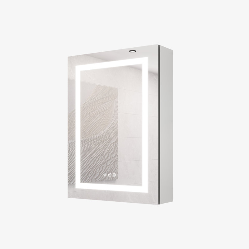 20 X 28 Inch Wall Mounted Mirror Cabinet For Bathroom - Led Lights. Fog, Waterproof, Dimmable, 3000k 6000k, Touch Switch, Shelves Lights, , 2