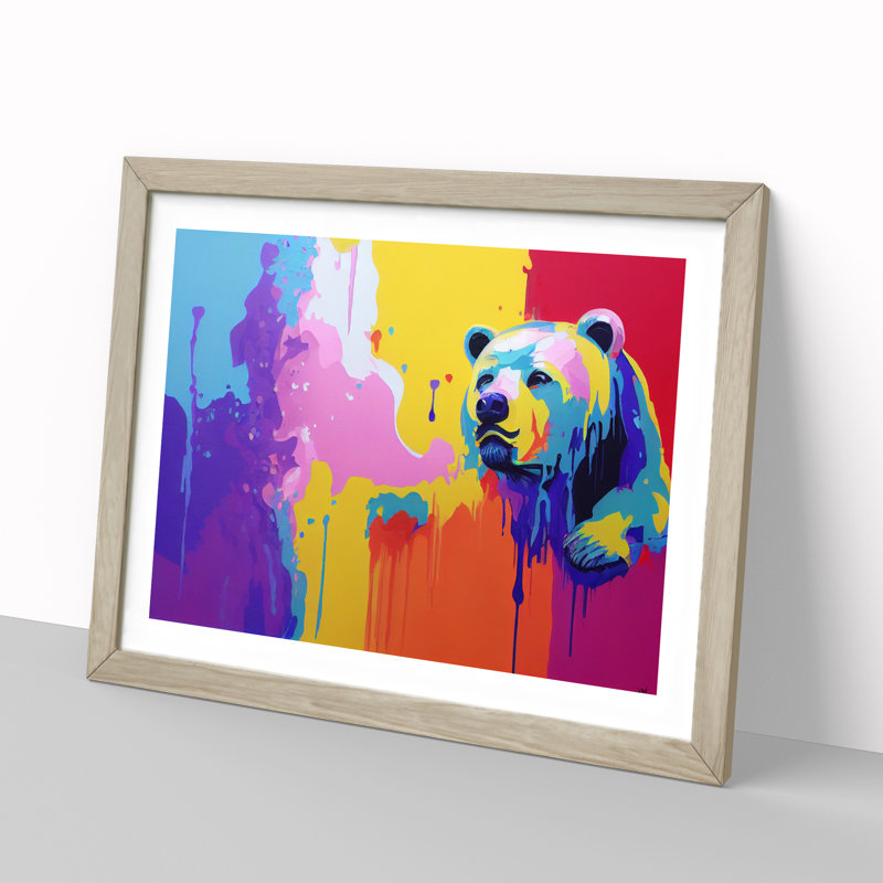 Bear Paint Splash Vol.3 - Framed Print, Oak, 25cm H x 34cm W x 2cm D