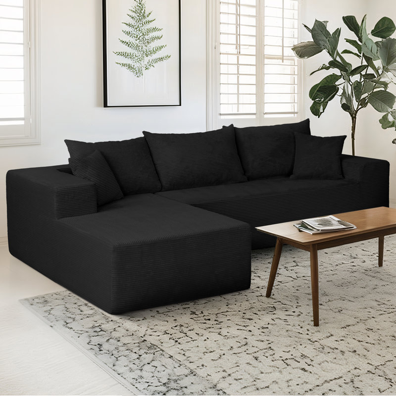 Pièce sans assemblage requis Canapé Cloud avec coussin, Velours côtelé noir