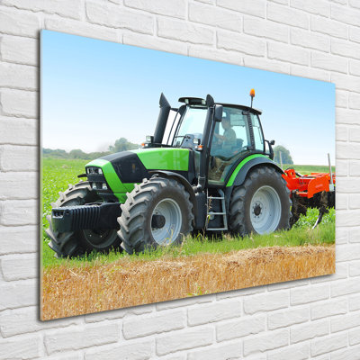 Tractor On The Field - Unframed Art Prints on Glass