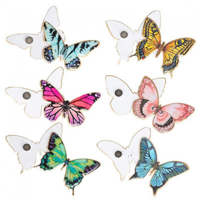 Ensemble de 6 aimants à deux faces papillons assortis