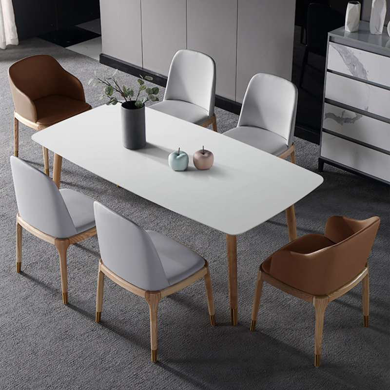 Table de salle à manger Kam Rock assiette couleur bois crème moderne, H 29,5 po x L 59,1 po x l 31,5 po