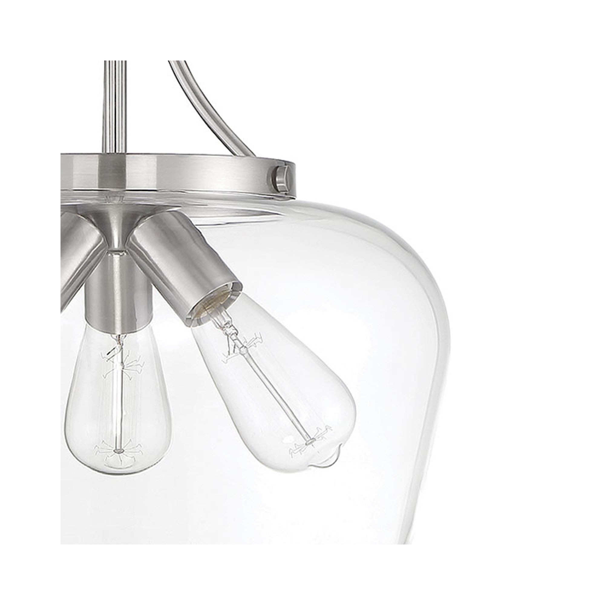 Breena 3 - Light Unique Dome Pendant, White, Satin Nickel