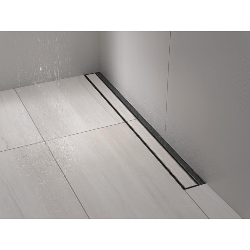 36" Linear Shower Drain Wall Edge, Matte Black