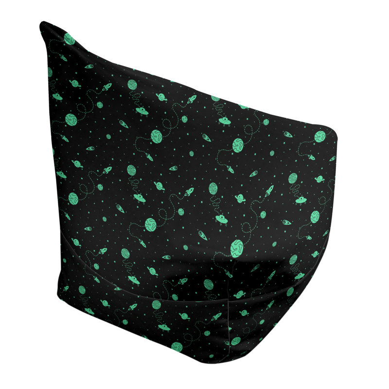 Sac de pois Leffel, H 27 po x L 30 po x P 25 po, Housse de pouf, Noir/vert printemps
