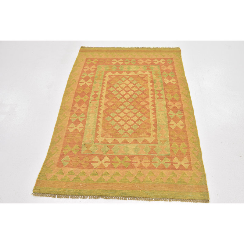 Elland One-of-a-Kind 3'2" X 5' New Age Wool Area Rug in Orange
