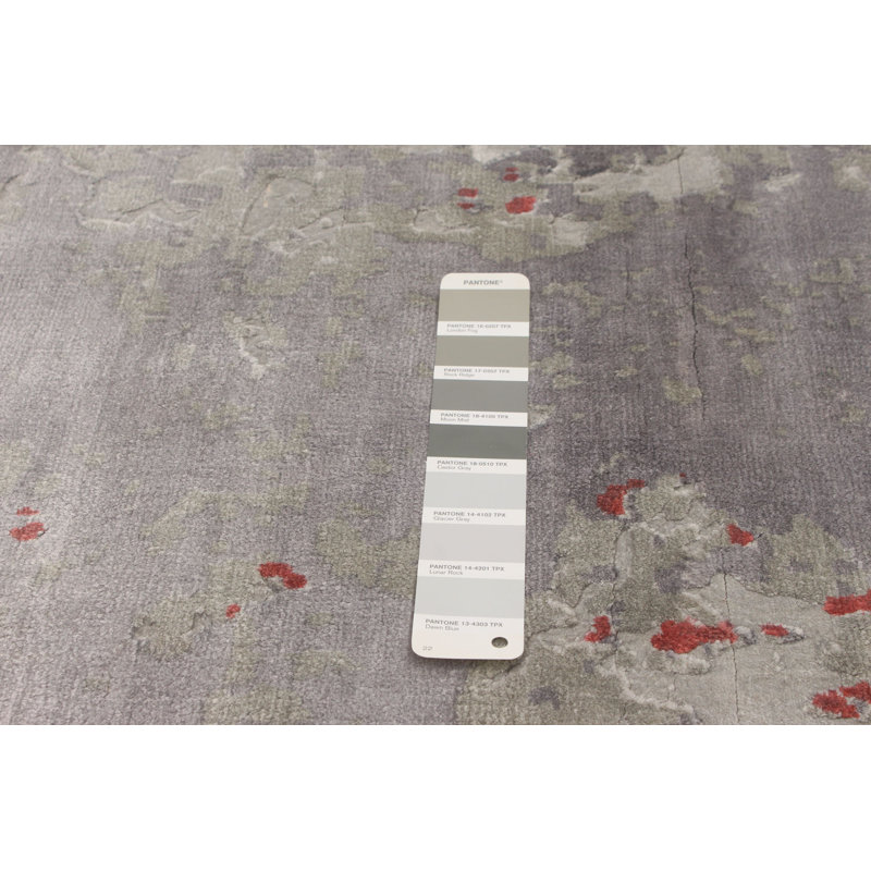 Tapis gris clair / rose tissé à la main Sonali
