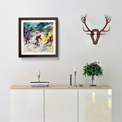 Skiing Abstract Expressionism - Framed Print