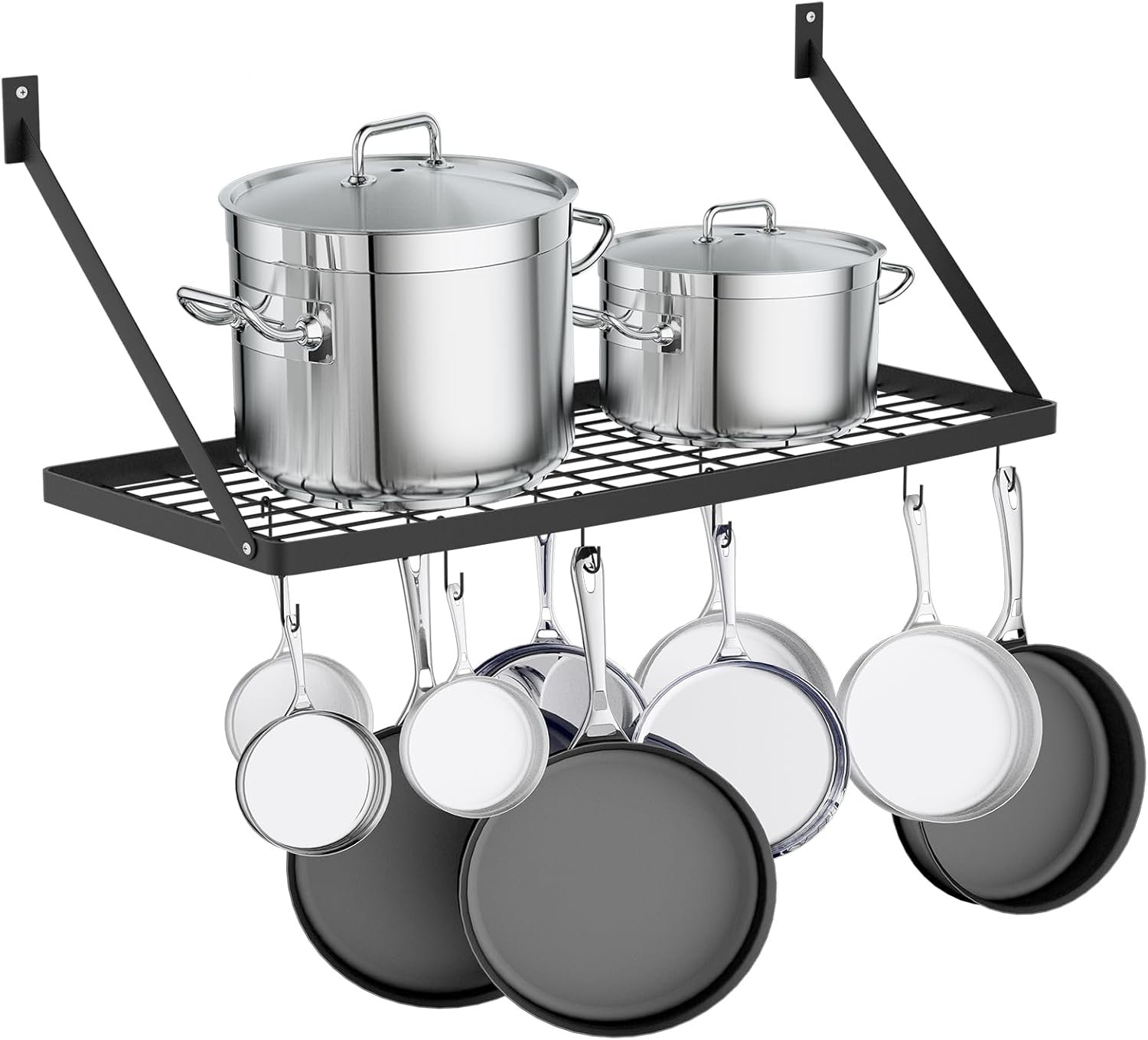 Prep & Savour 30-Inch Kitchen Pot Rack - Matte Black Wall-Mounted ...