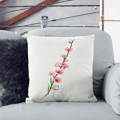 Peach Tree Blossoms by Giorgio Gallesio Cushion with Filling