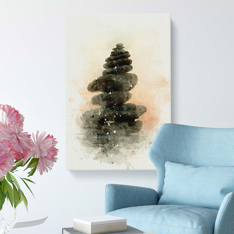 Balancing Zen Stones in Abstract - Wrapped Canvas, 76cm H x 50cm W x 3cm D
