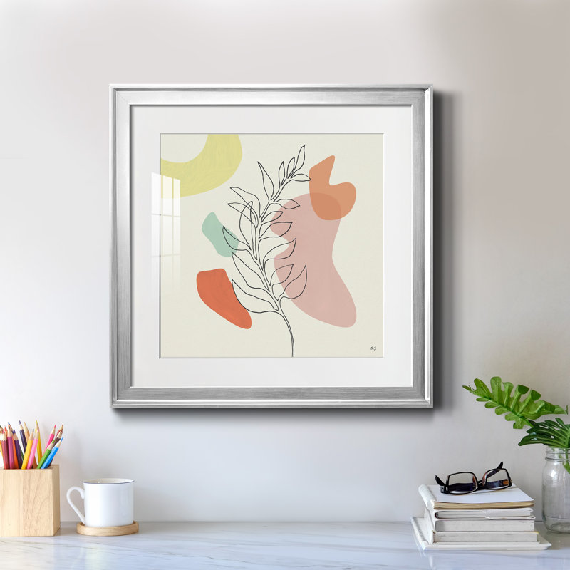 Écureuil d'automne - peinture encadrée, Encadrement argenté, H 22,5 po x l 22,5 po x P 1,5 po