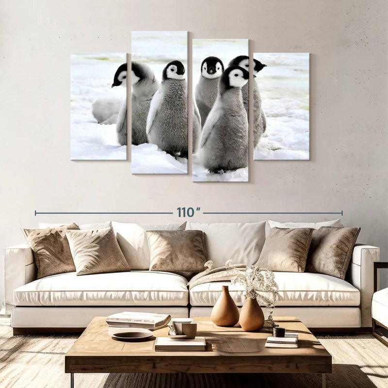 Brampt charmants poussins pingouins, H 54 po x l 84 po