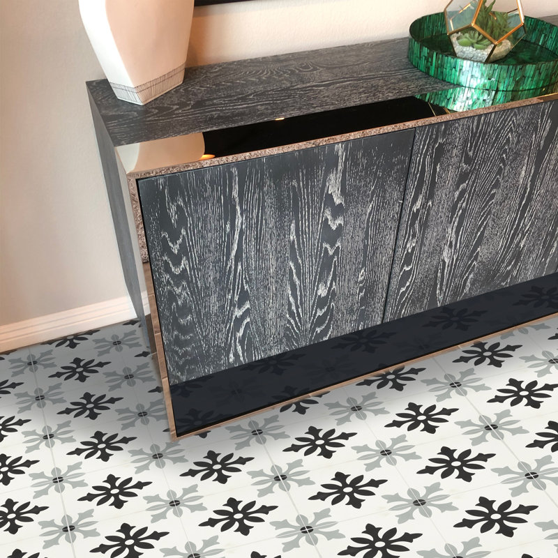 Azrou 8 in. x 8 in. Tile, Black/White/Gray