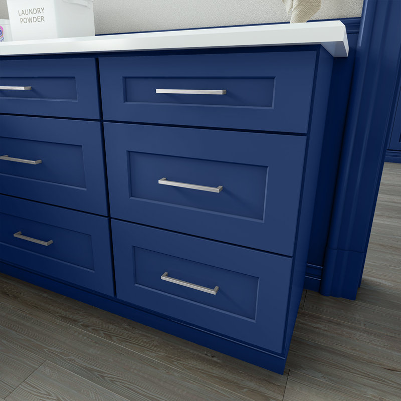 Armoire de salle de bain en bois massif prête à assembler, Shaker bleu, 21"
