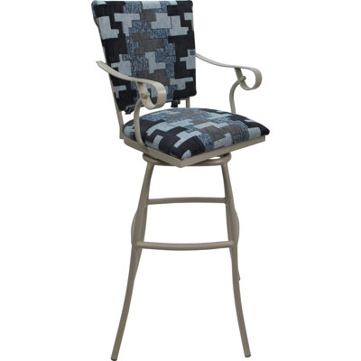 Outdoor Indoor Extra Tall Stool 34" - Padded Back With Arms