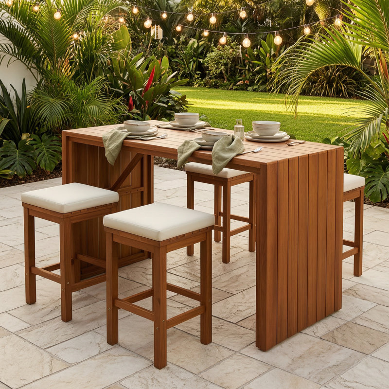 4 - Person Acacia Patio Dining Set With Rectangular Table