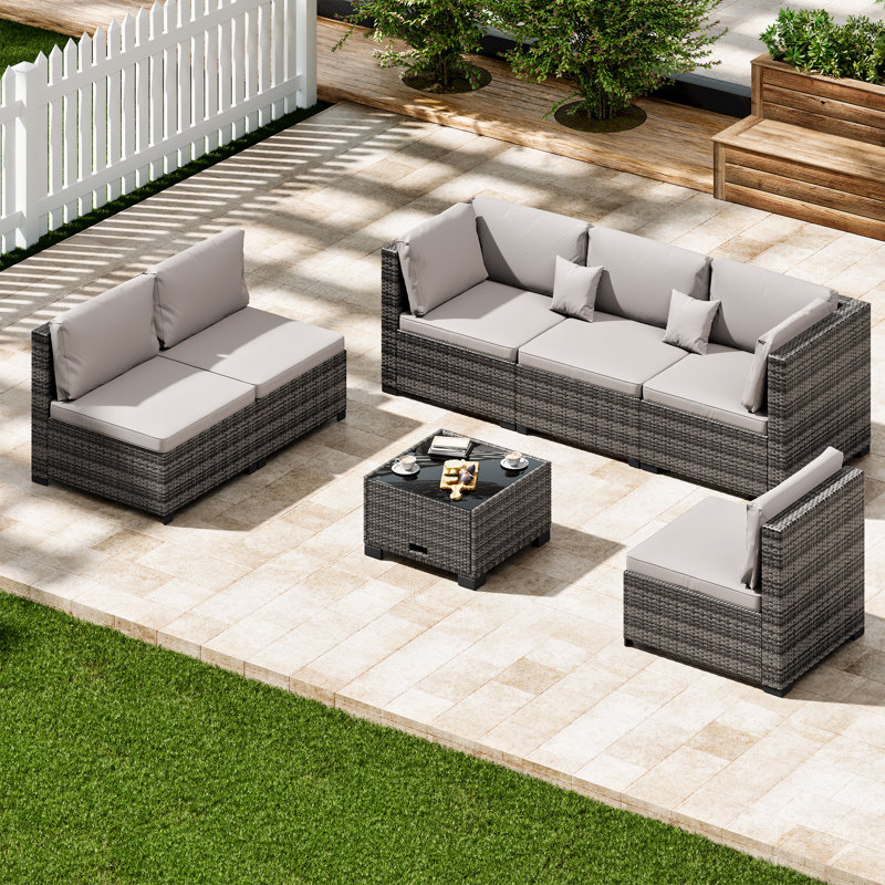 Ensemble de mobilier de patio 7 pièces, Gris, Gris