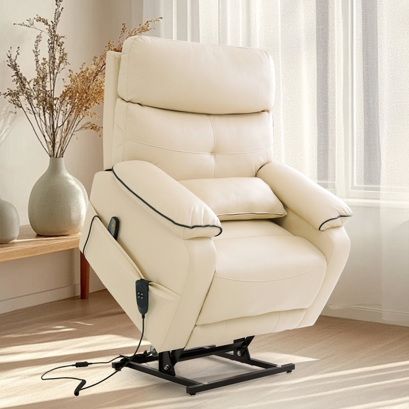 Dual Motor Power Lift Recliner Chair With Heat & Massage, Cup Holder, Lumbar Pillow, Wireless Charger, Usb Ports - Infinite Position Lay Flat Design